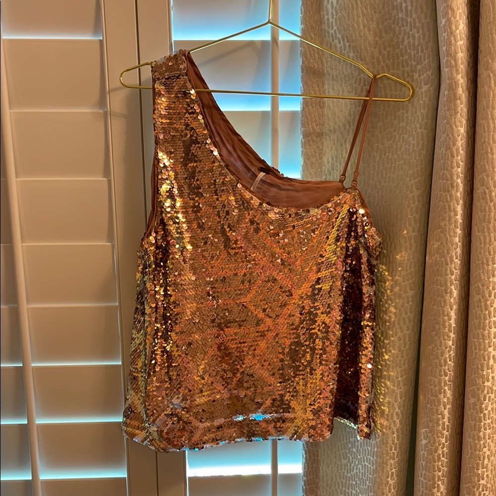 Sequin Free People One-Shoulder Top